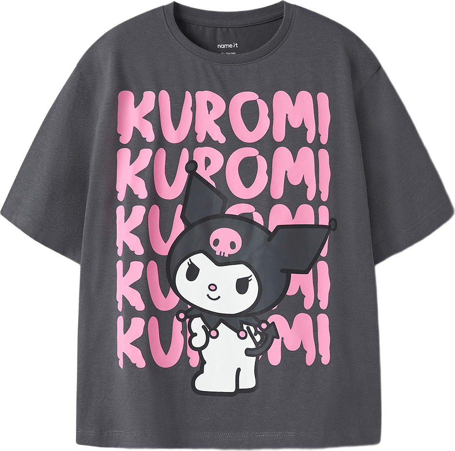 Kuromi T-Shirt, från Name It, i färgen Iron Gate.