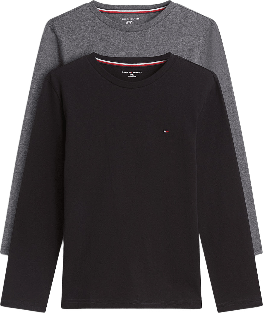 Långärmad t-shirt, 2-pack, från Tommy Hilfiger, i färgen Black / Dk Grey Heather.