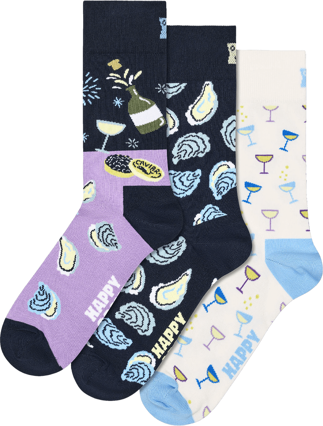 3-Pack Oyster Dinner Socks Gift Set, från Happy Socks, i färgen Navy.