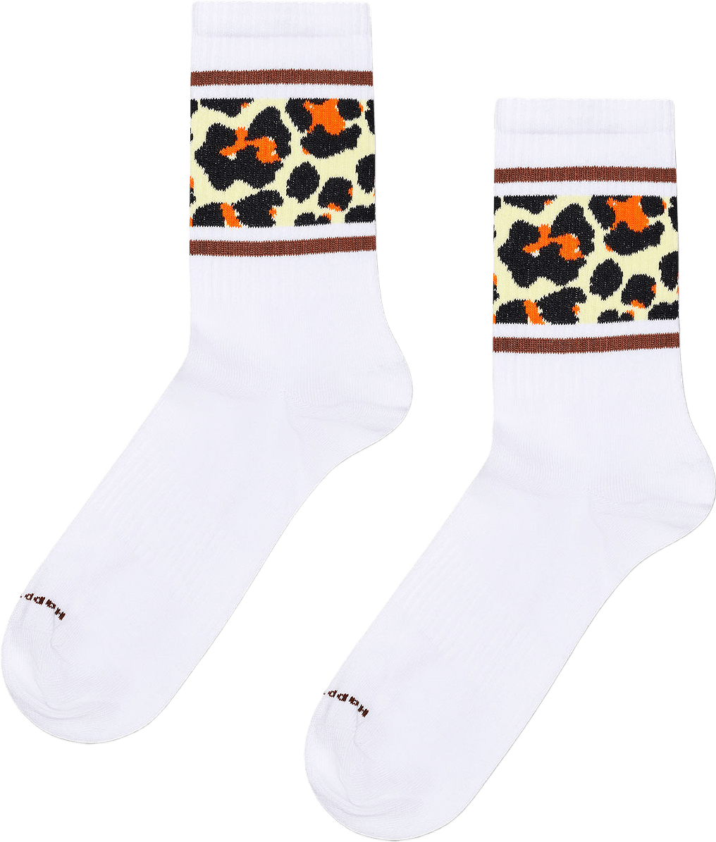 Leo Stripe Sneaker Sock, från Happy Socks, i färgen White.