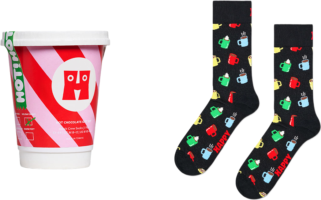 1-Pack Hot Chocolate Sock Gift Set, från Happy Socks, i färgen Black.