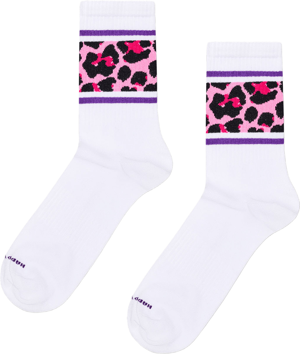 Leo Stripe Sneaker Sock, från Happy Socks, i färgen White.