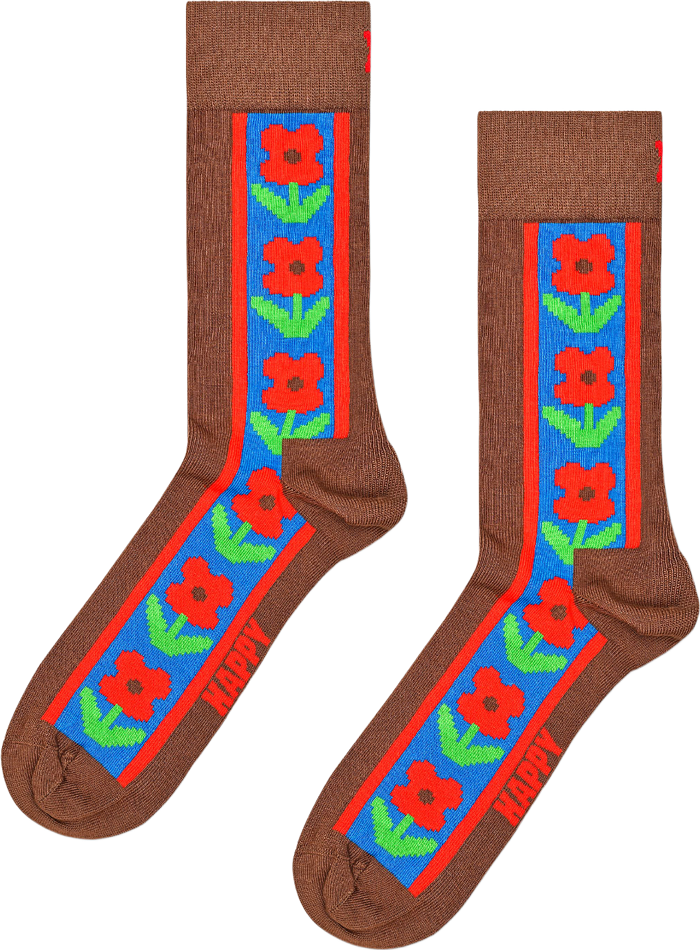 Vertical Flowers Sock, från Happy Socks, i färgen Brown.