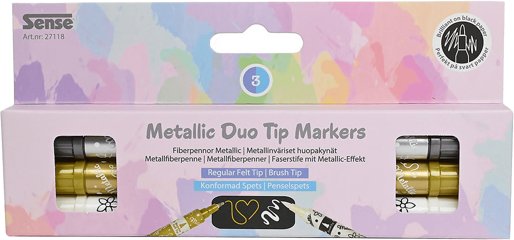 Sense Metallisk Duo Tip Marker 3p, från SENSE.