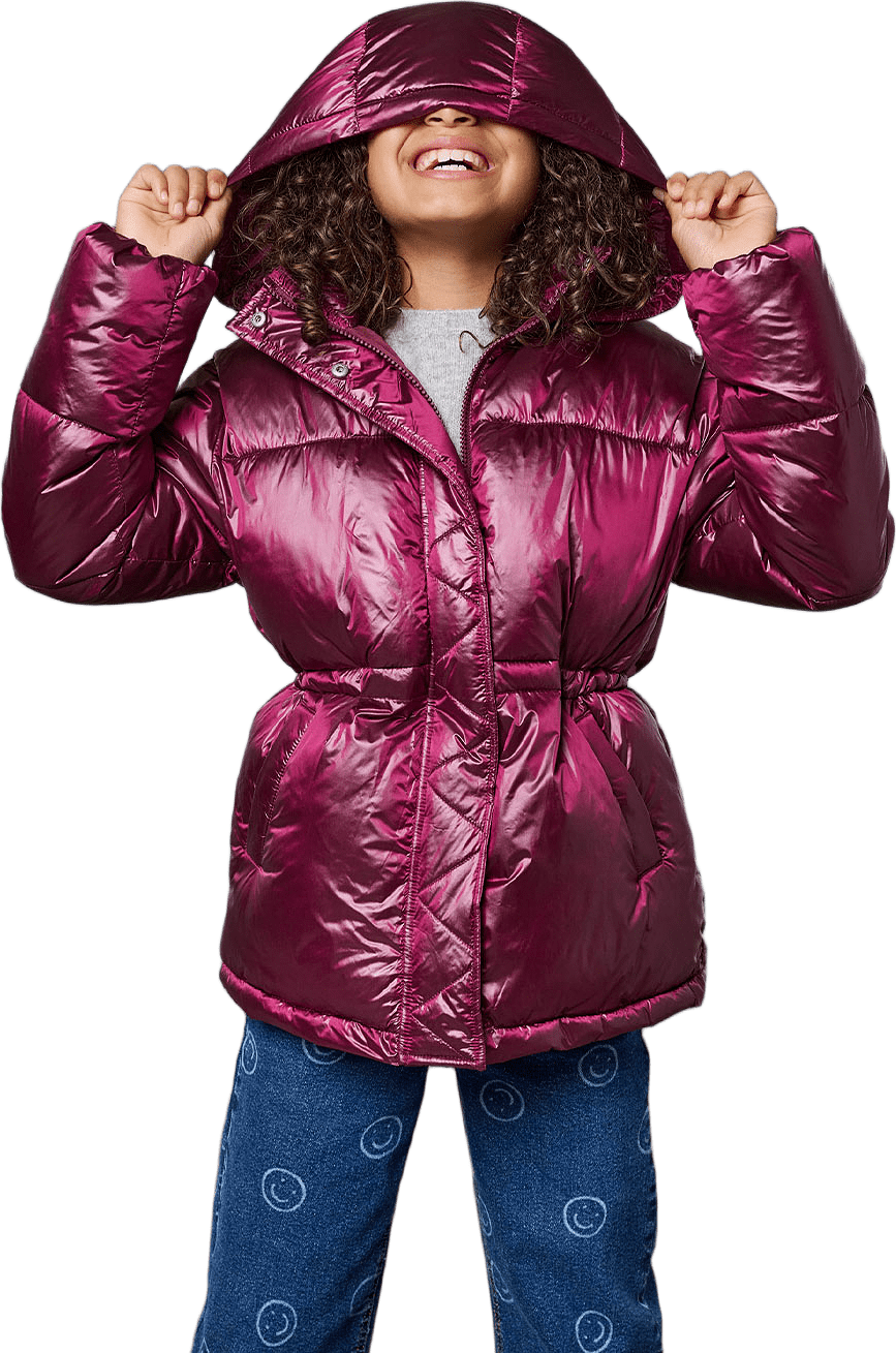 Berga Shiny Puffer Jacket, från Only, i färgen Fig.