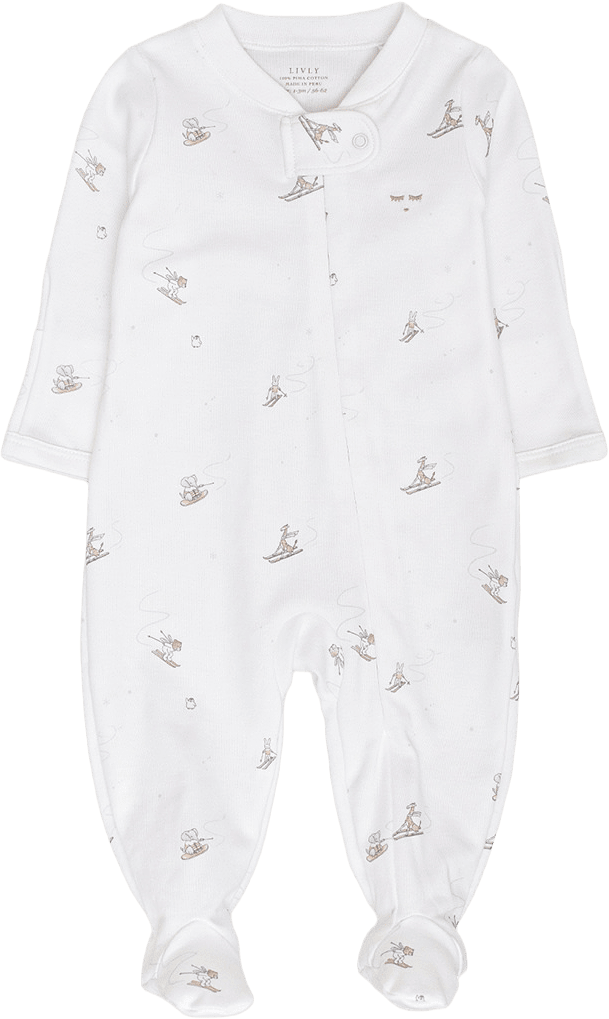 Ski Slope Zipper Footie, från Livly, i färgen White.
