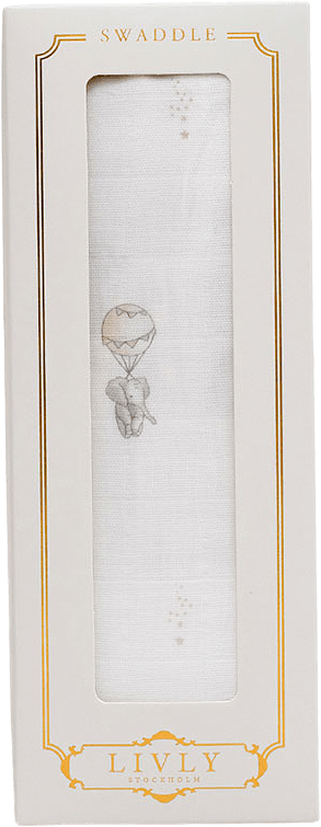 Flying Elephants Swaddle, från Livly, i färgen White.