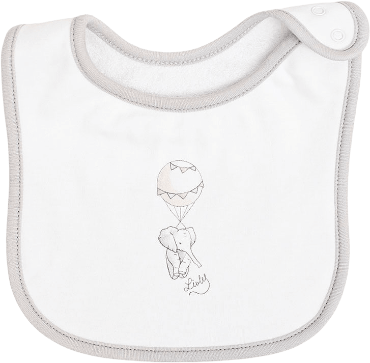 Flying Elephants Bib, från Livly, i färgen White.