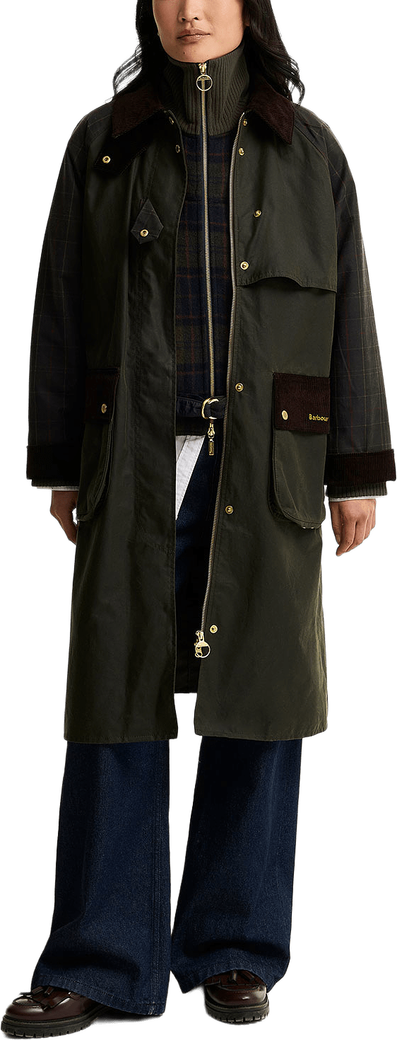 Barbour Kirklees Checked Waxed Jacket, från Barbour, i färgen Fern/Classic/Shadow Classic.