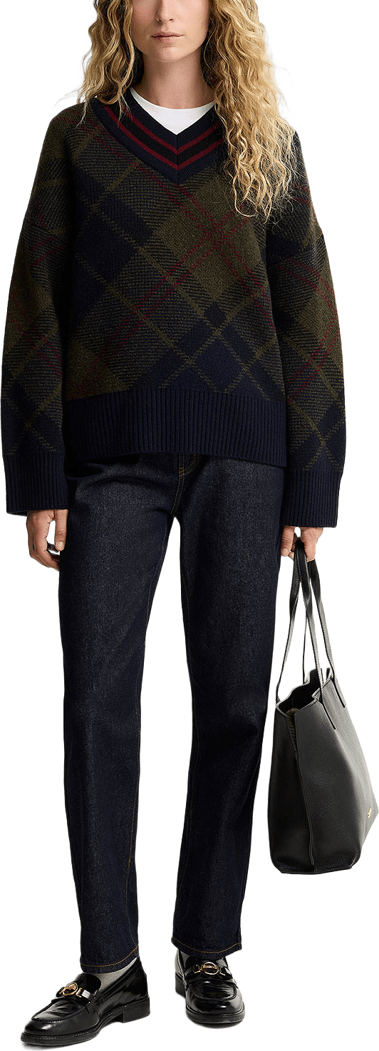 Barbour Shae V-Neck Tartan Wool Jumper, från Barbour, i färgen Shadow Classic Tartan.