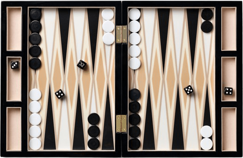 Lacquered Backgammon, Black, från Printworks, i färgen Black/Beige.