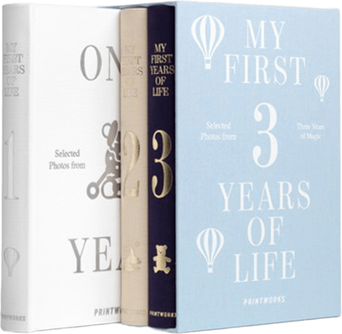 Photo Book Baby 3-pack - My First 3 Years, från Printworks, i färgen Light Blue.