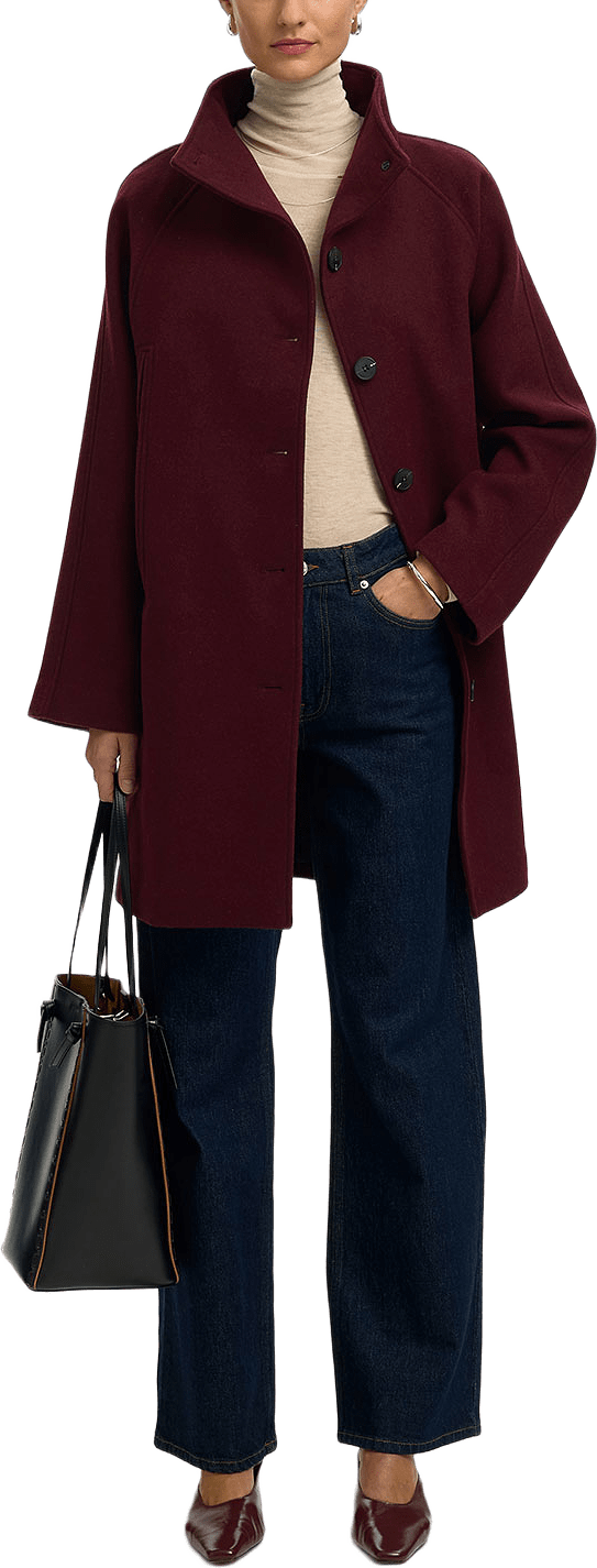 Zia_Vinni Wool Blend Coat, från Selected, i färgen Tawny Port Melange.