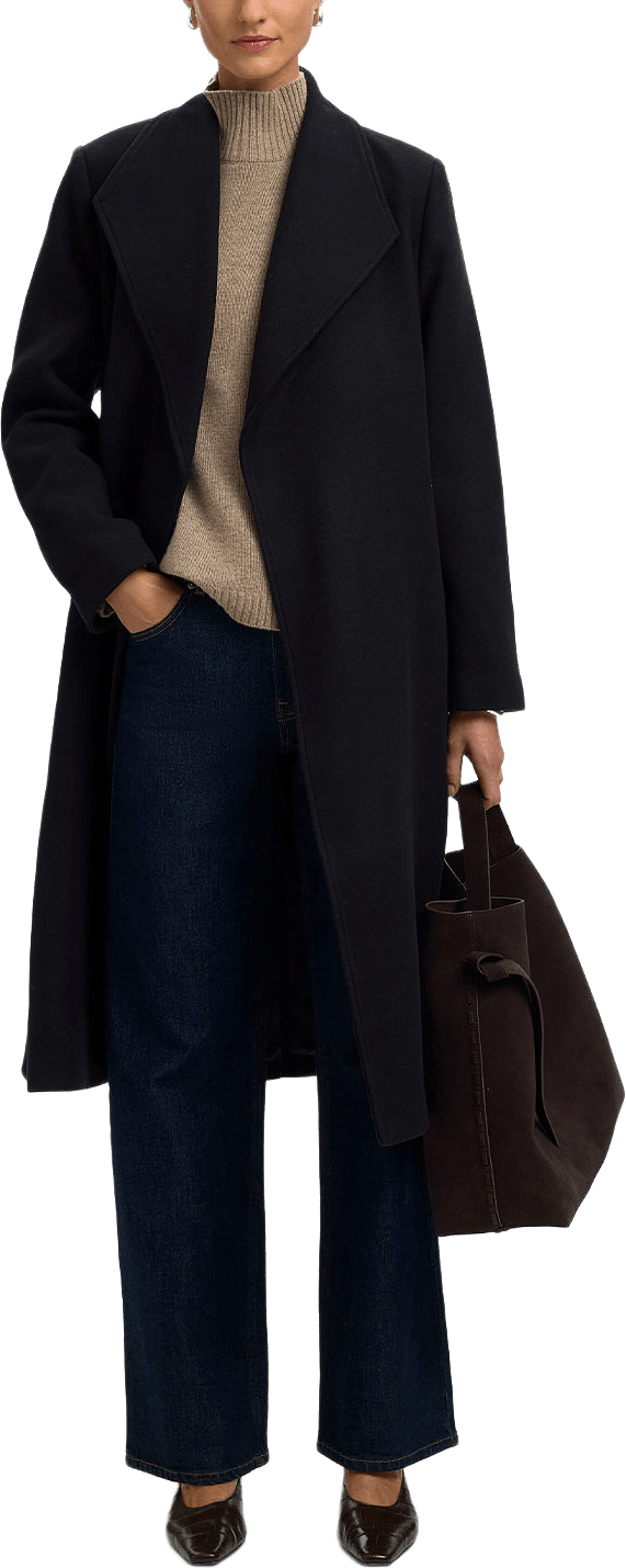 Zia-rosa Wool Blend Coat, från Selected, i färgen Black.