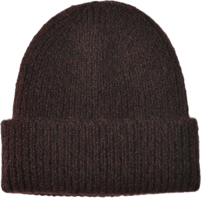 Mössa i ull- och mohairmix ELSY, från Wera, i färgen Dark Brown.