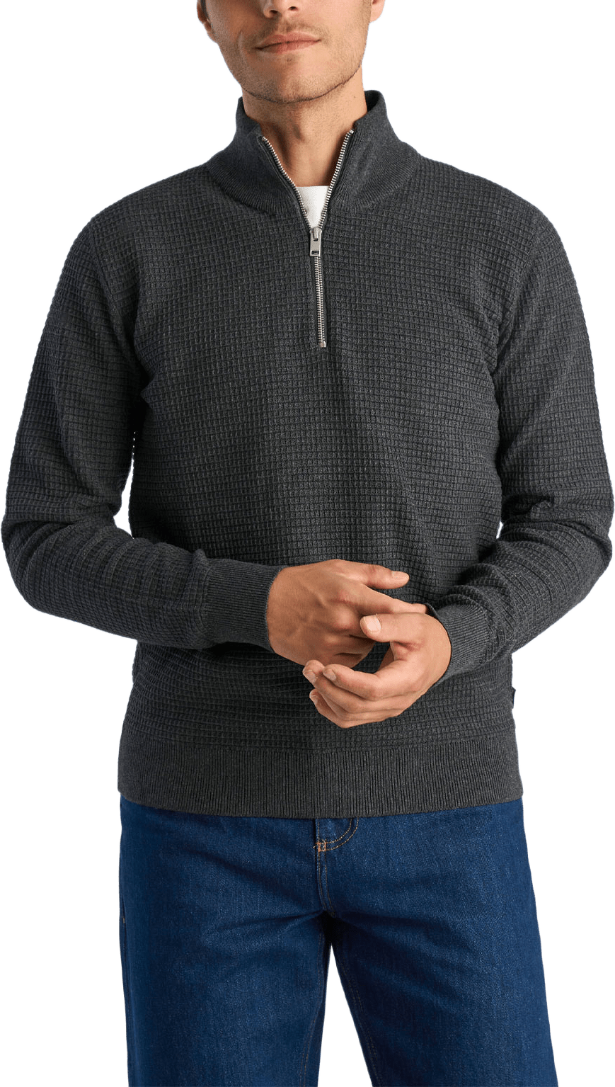 Structure half zip, från Lindbergh, i färgen Charcoal.