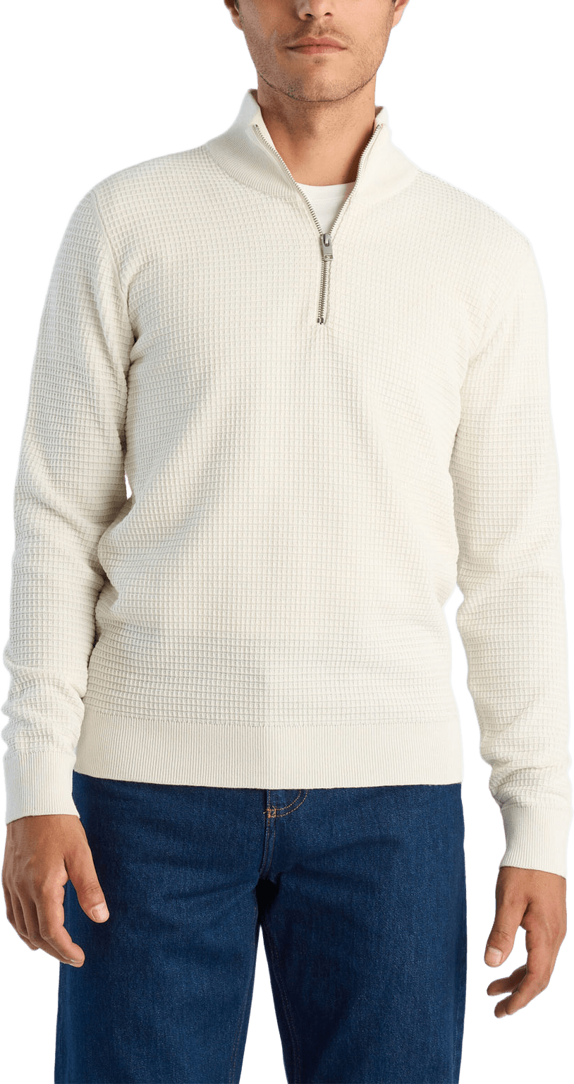Structure half zip, från Lindbergh, i färgen Off White.