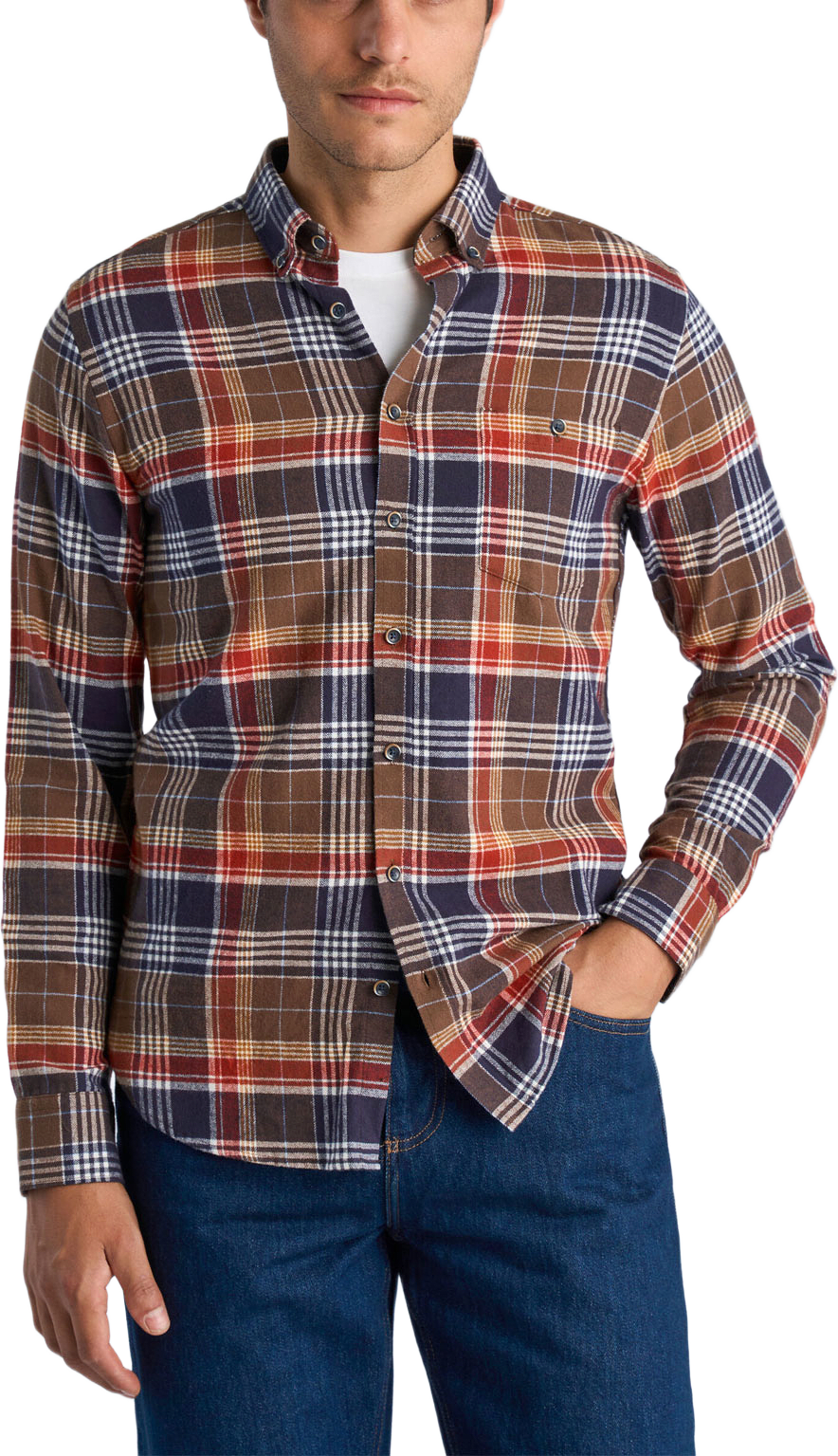Large checked shirt L/S, från Lindbergh, i färgen Deep Brown.
