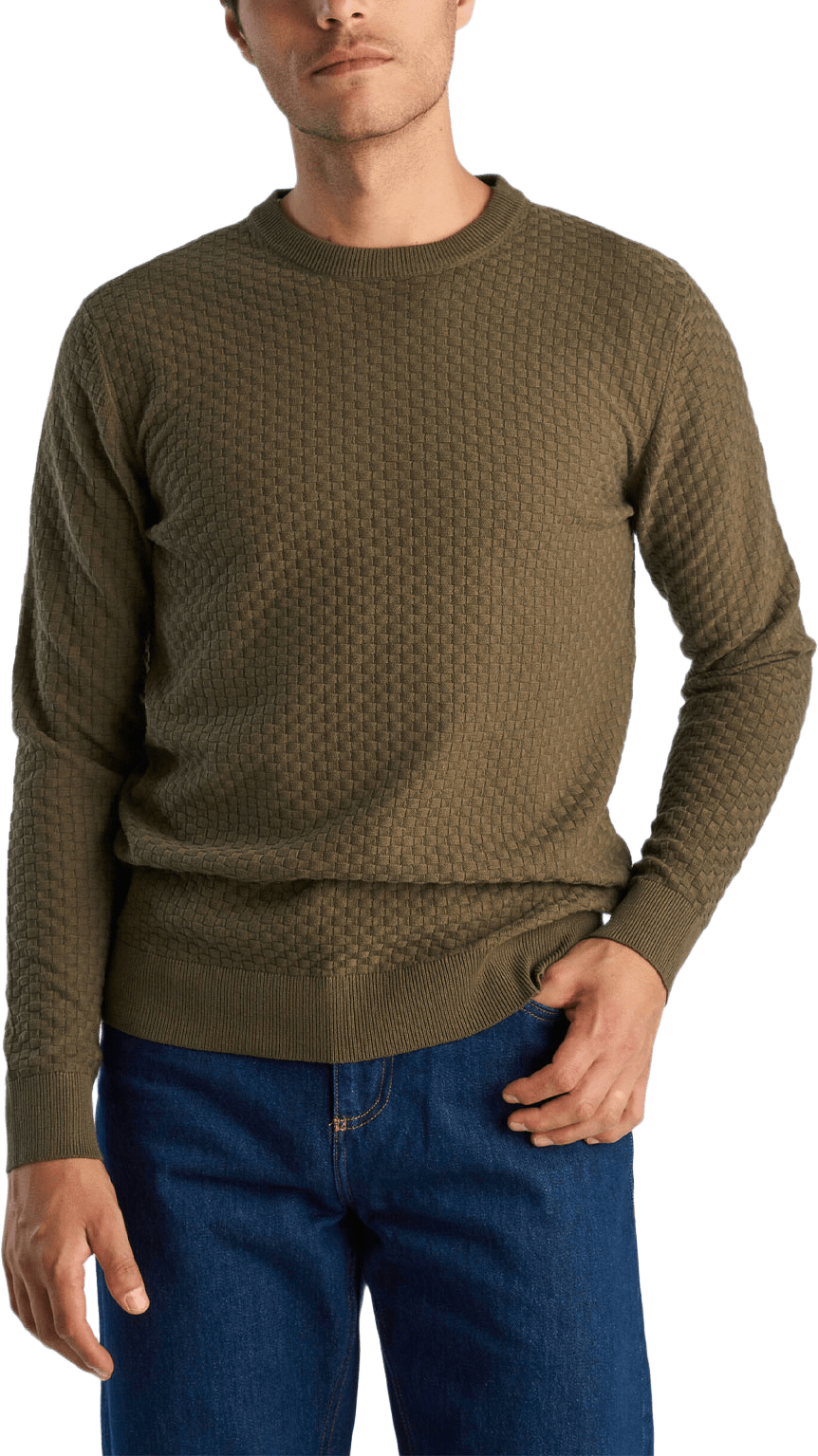Structure o-neck knit L/S, från Lindbergh, i färgen Army.