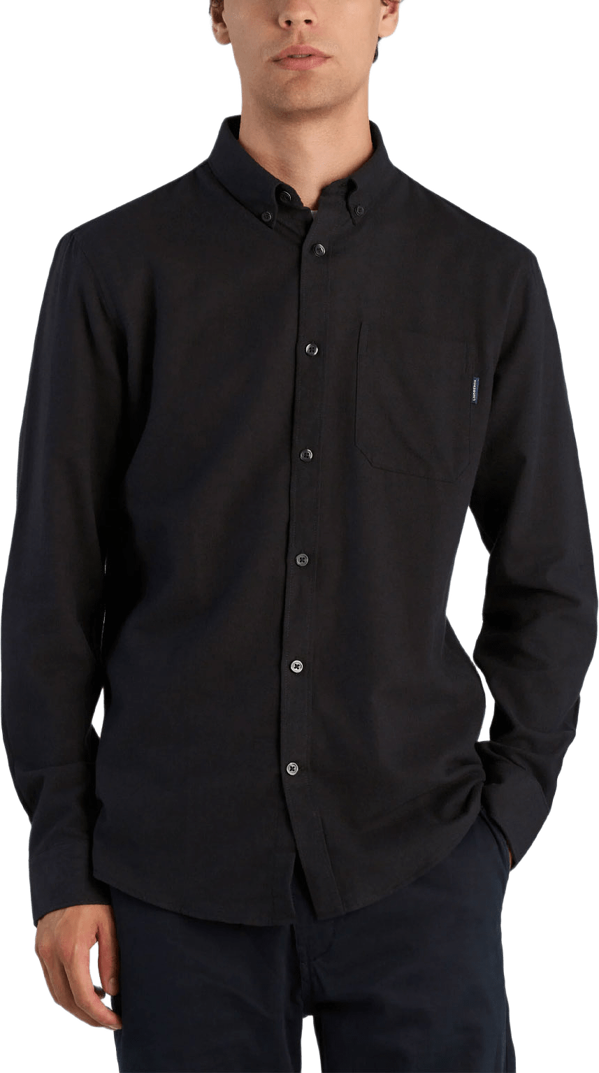 Mélange brushed L/S - Regular fit Shirt, från Lindbergh, i färgen Black Mix.