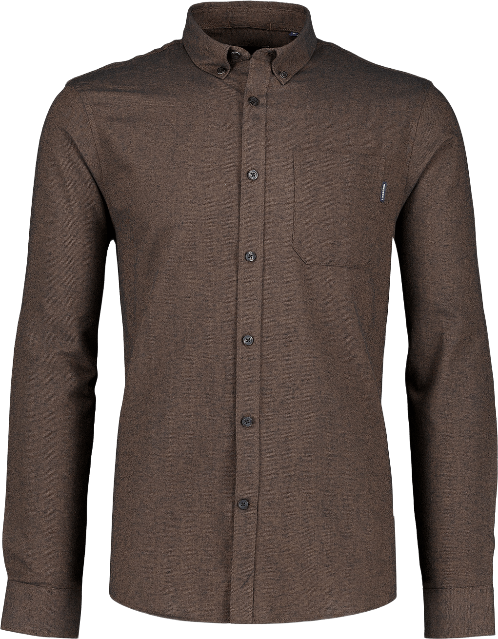 Mélange brushed L/S - Regular fit Shirt, från Lindbergh, i färgen Dk Brown.