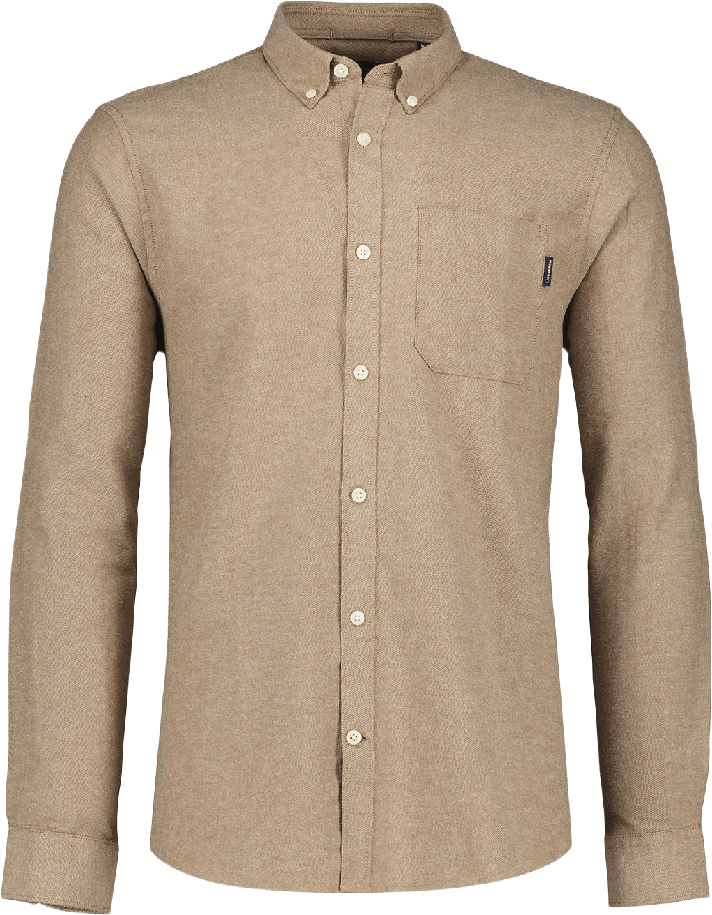 Mélange brushed L/S - Regular fit Shirt, från Lindbergh, i färgen Mid Brown.