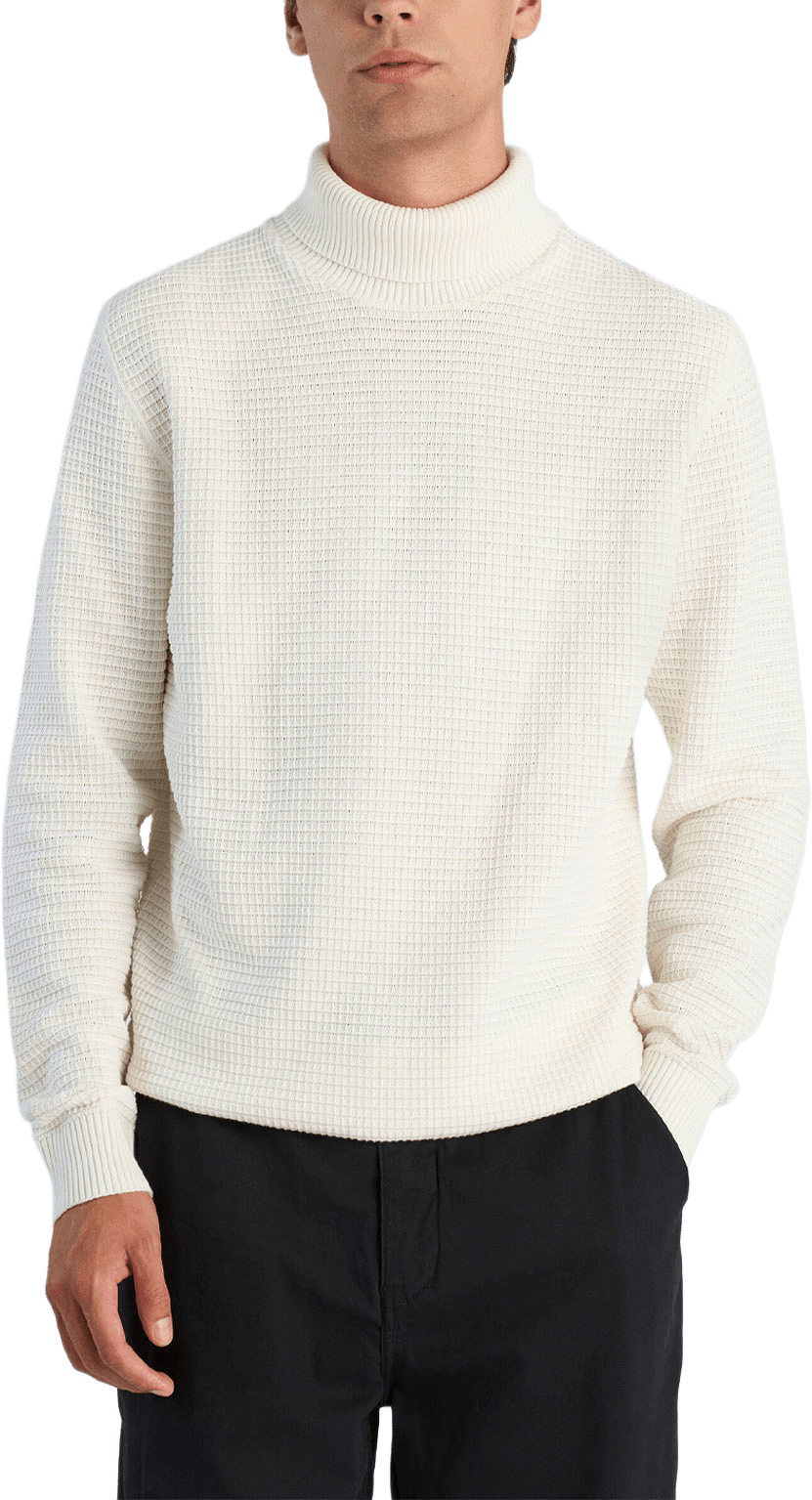 Structure roll-neck knit, från Lindbergh, i färgen Off White.