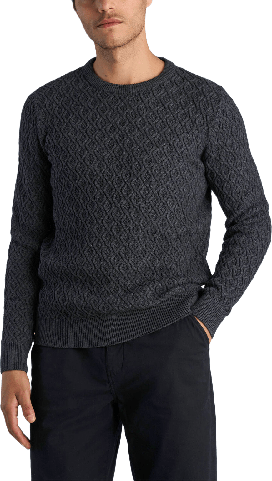 Lindbergh Recycle structure knit jumper Knit, från Lindbergh, i färgen Charcoal.