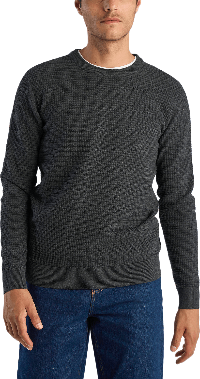 Structure O-neck L/S Knit, från Lindbergh, i färgen Charcoal.