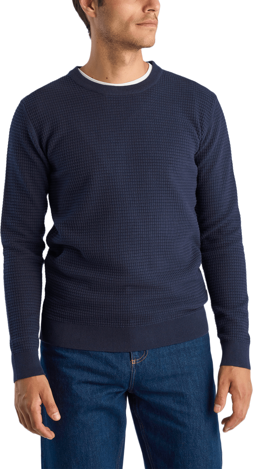 Structure O-neck L/S Knit, från Lindbergh, i färgen Navy.