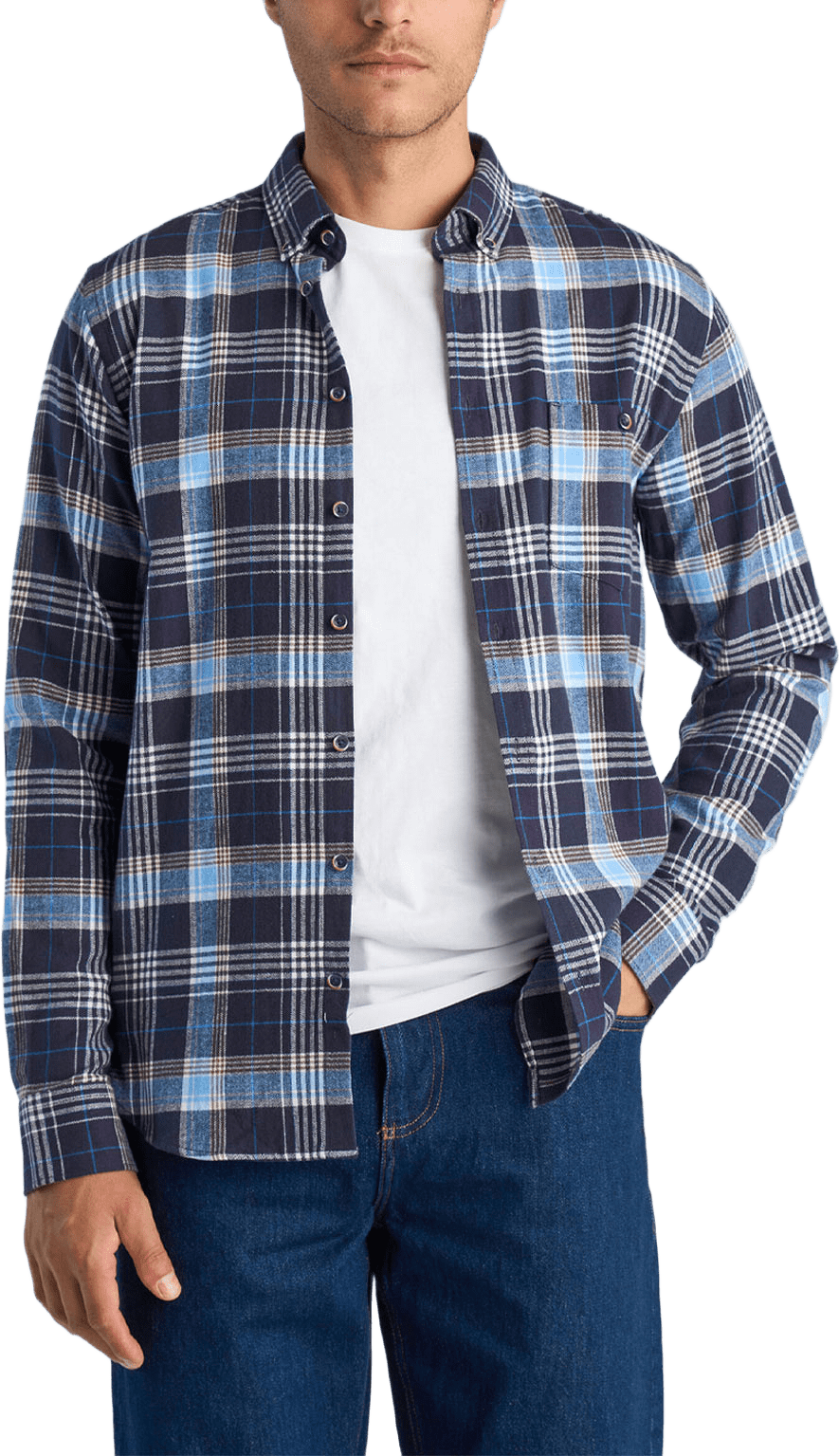Large checked shirt L/S, från Lindbergh, i färgen Navy.