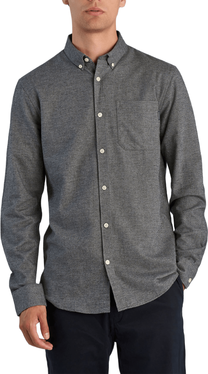 Mélange brushed L/S - Regular fit Shirt, från Lindbergh, i färgen Grey.