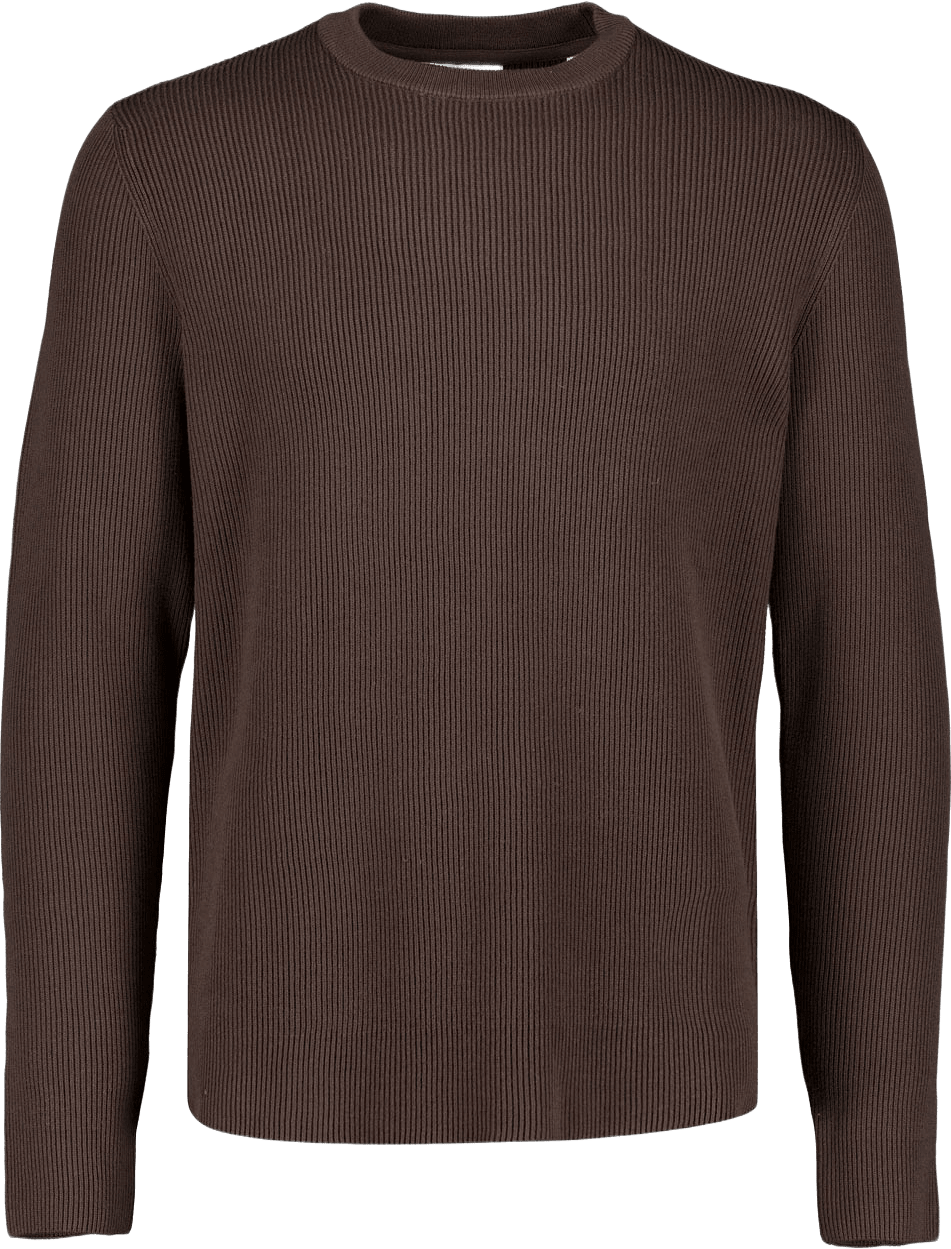 Rib Knitted O-Neck Knit, från Lindbergh, i färgen Dk Brown.