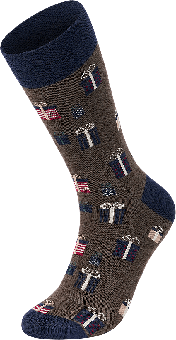 Christmas Bamboo Socks, från Lindbergh, i färgen Brown.