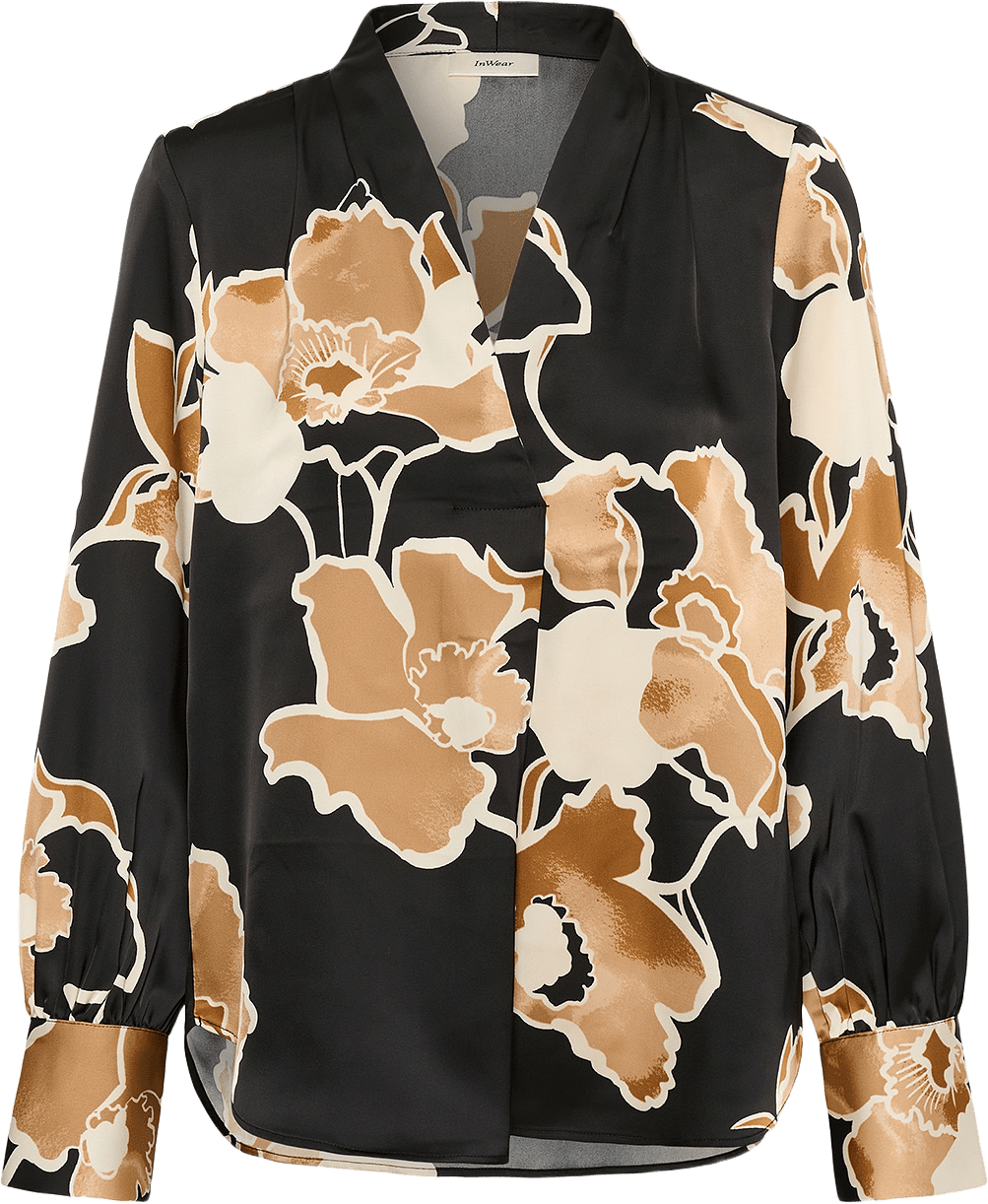 Dawniw V-Neck, från Inwear, i färgen Black Sketch Flower.