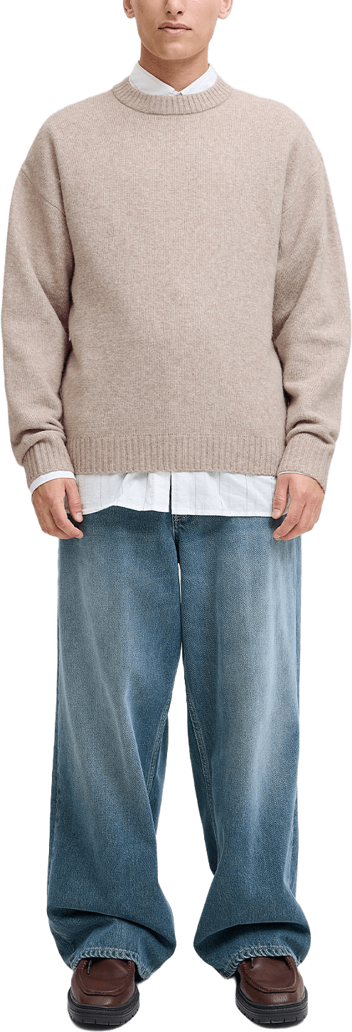 Soho Ollie Crew Neck Knit, från Jack & Jones, i färgen Light Grey Melange.