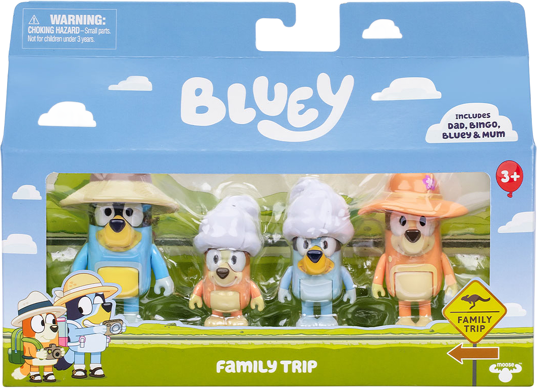 Holiday Figure 4pk Family Trip, från Bluey, i färgen Multicolor.