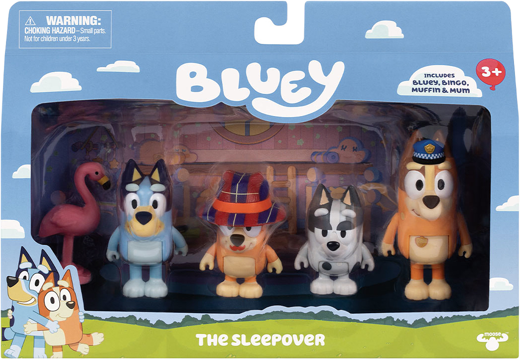 S15 FIGURSET 4-PACK SLEEPOVER, från Bluey, i färgen Multicolor.
