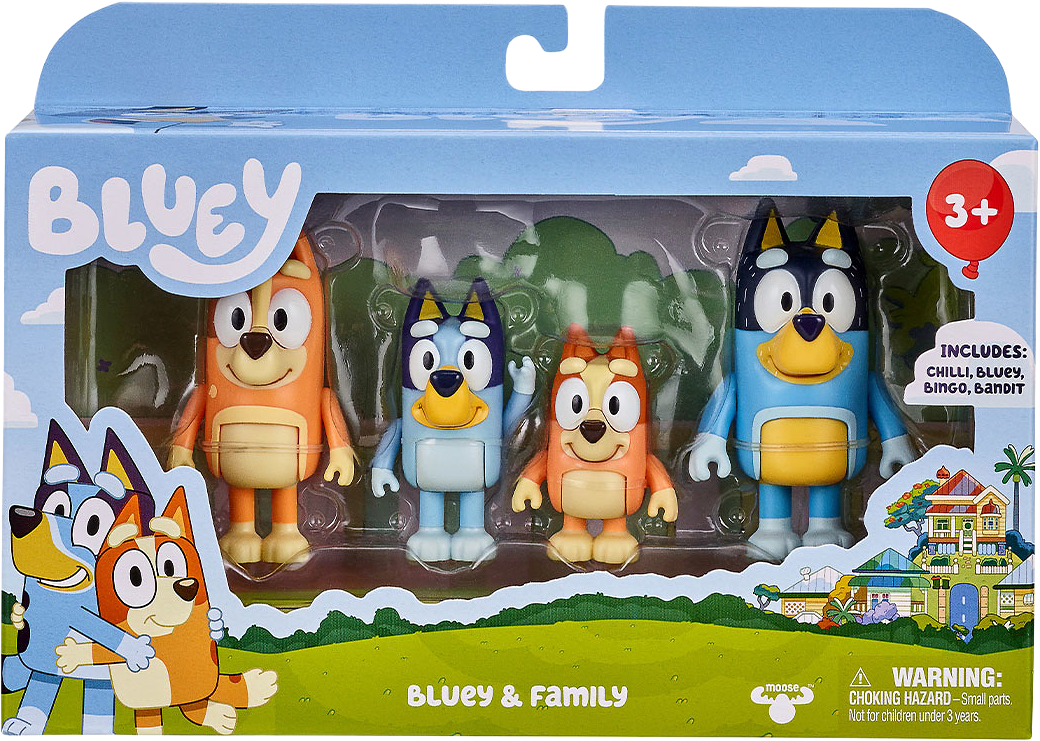 4 pack Figurer, Bluey-familjen, från Bluey, i färgen Multicolor.