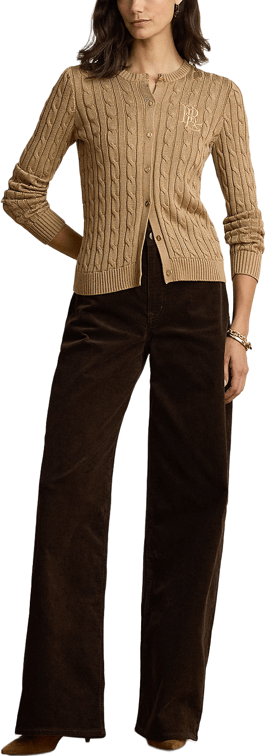 Cable-Knit Cotton-Blend Cardigan, från Lauren Ralph Lauren, i färgen Lauren Camel.