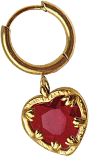 Claw Heart Red Single Earrings, från WOS, i färgen Gold/Red.