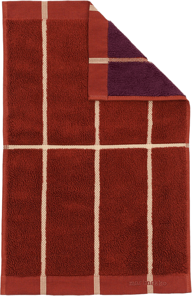 Tiiliskivi Gästhandduk 30x50 cm, från Marimekko, i färgen Brick, Plum, Hay.