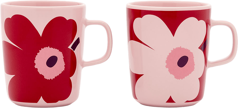 Juhla Unikko Mugg 2,5 dl 2-pack, från Marimekko, i färgen Pink, Cranberry, Plum.