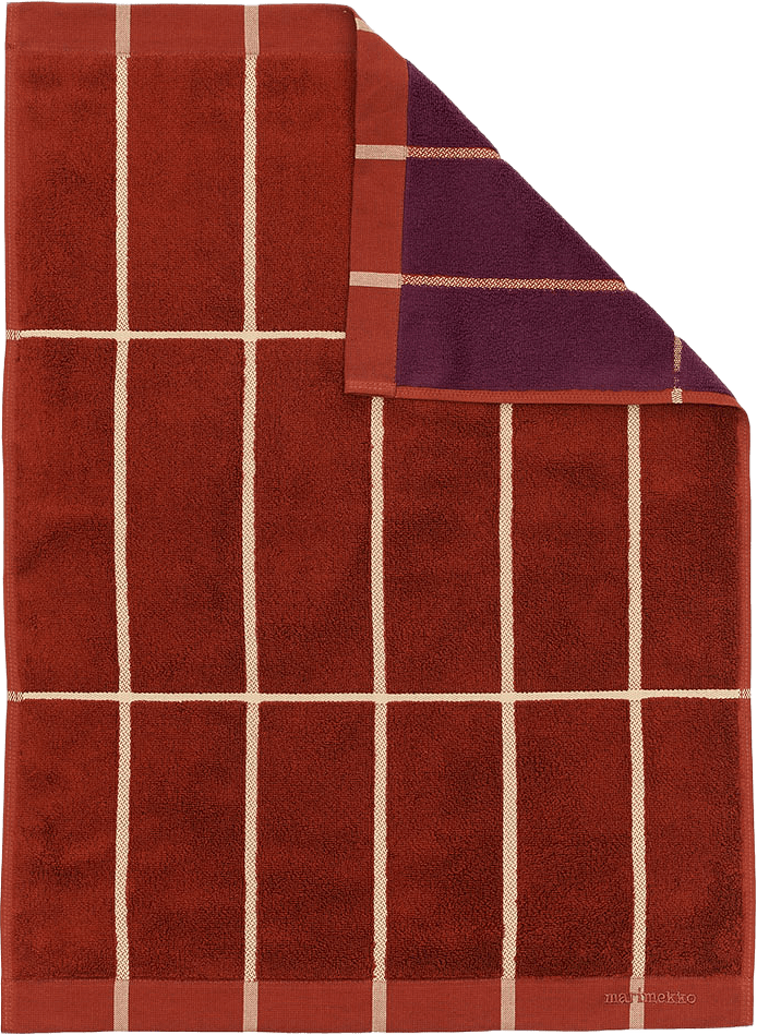 Tiiliskivi Handduk 50x70 cm, från Marimekko, i färgen Brick, Plum, Hay.