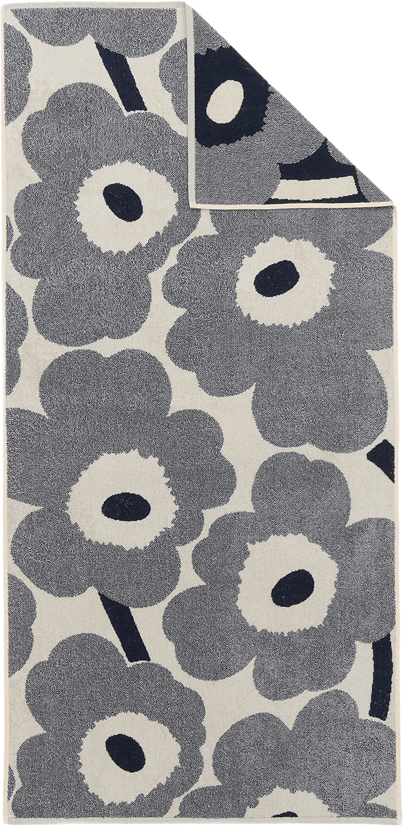 Unikko Badhandduk 70x150 cm, från Marimekko, i färgen Off White, Blueberry.