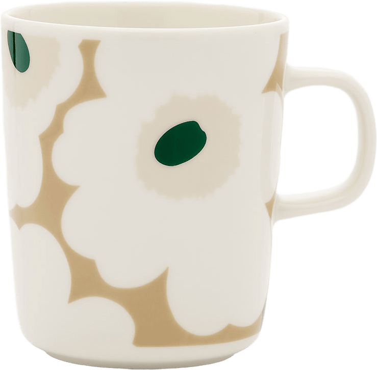 Unikko Mugg 2,5 dl, från Marimekko, i färgen White, Beige, Lt.sand, D.green.