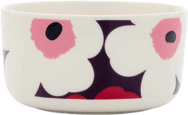 Unikko Skål 5 dl, från Marimekko, i färgen White, Plum, Cranberry, Pink.