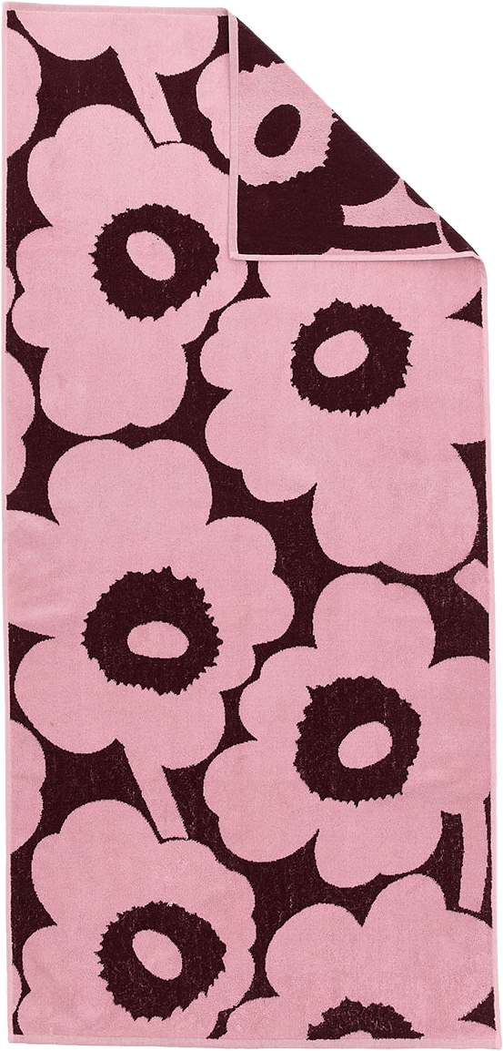 Unikko Badhandduk 70x150 cm, från Marimekko, i färgen Plum, Pink.