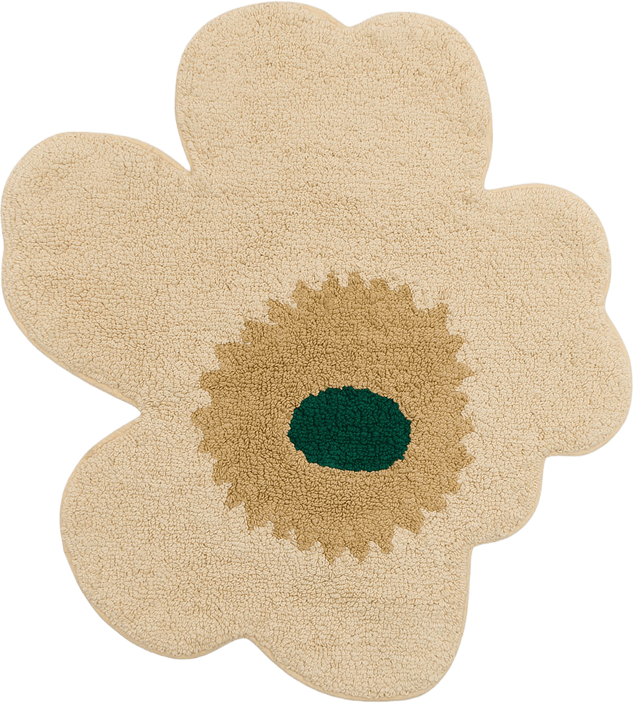 Unikko Badrumsmatta 73x74 cm, från Marimekko, i färgen Hay, Sand, Emerald.