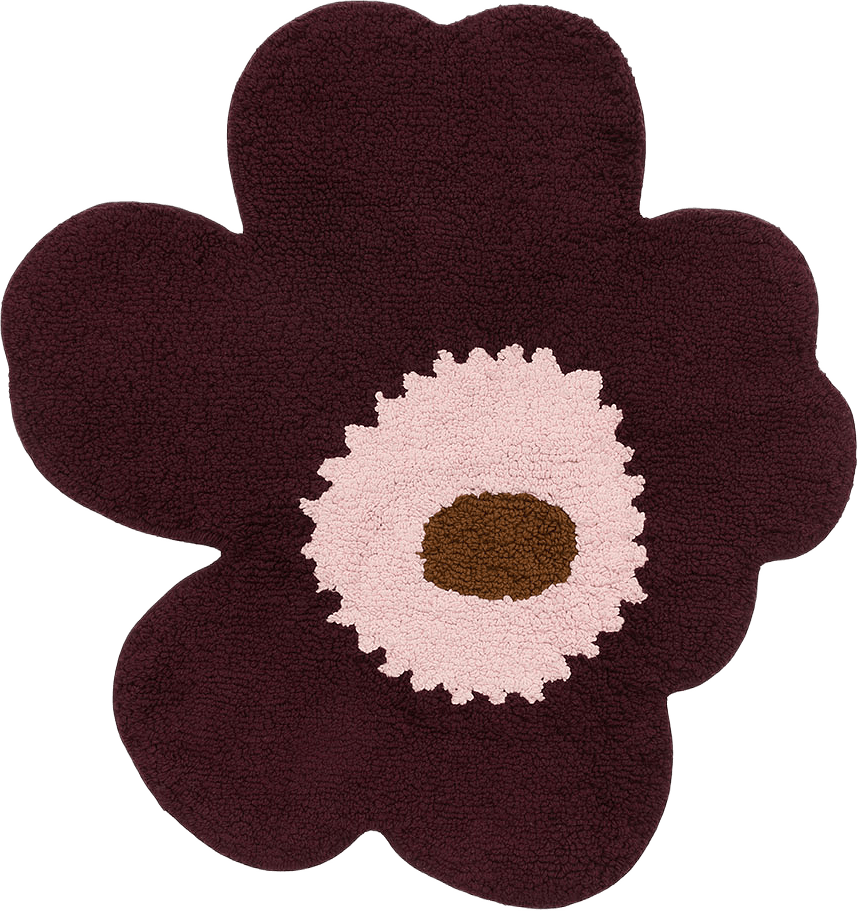 Unikko Badrumsmatta 73x74 cm, från Marimekko, i färgen Plum, Pink, Toffee.